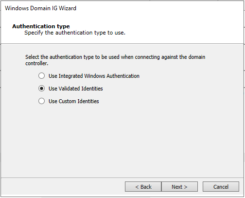 Windows Domaing IG Authentication Type